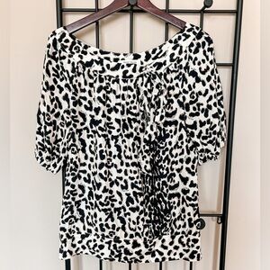 WHBM 💯 Silk Leopard Print Tie Top Sz S
